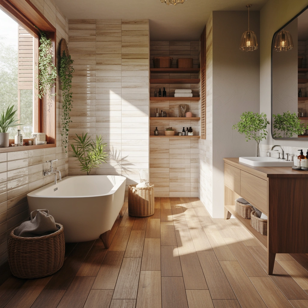 Create a Natural Look With Wood Look Bathroom Tiles