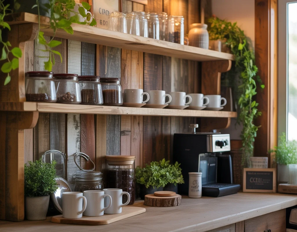 Create a Rustic Wooden Coffee Bar With Natural Farmhouse Character