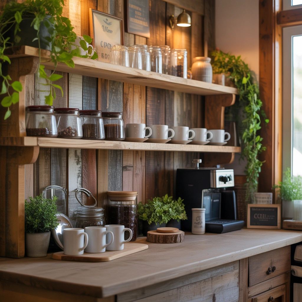 Create a Rustic Wooden Coffee Bar With Natural Farmhouse Character