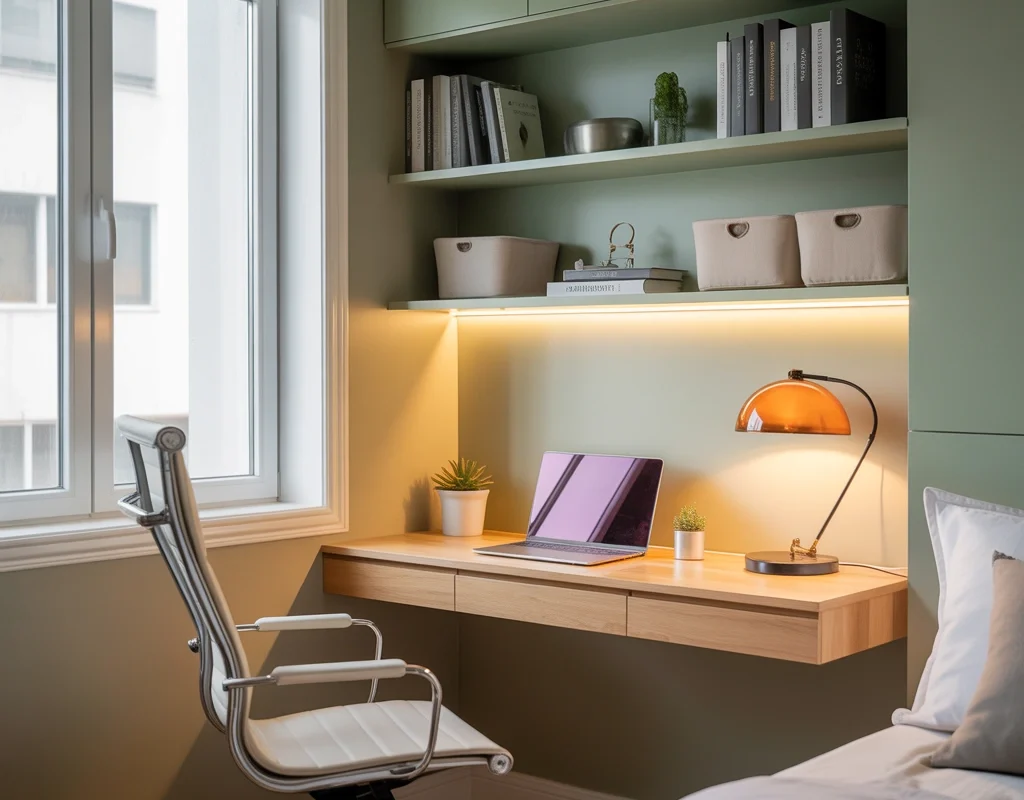Create a Small Home Office in a Bedroom Corner