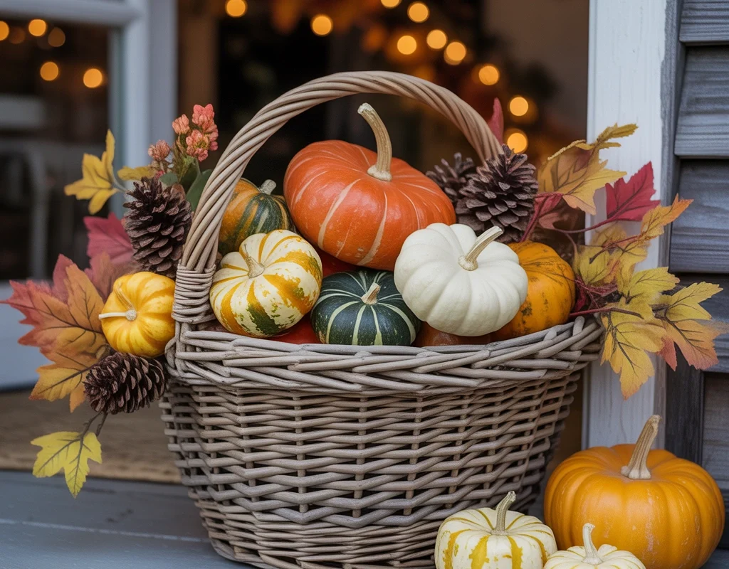 Create a Small Pumpkin Basket Display