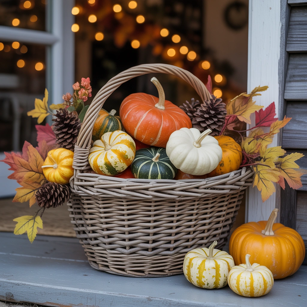 Create a Small Pumpkin Basket Display