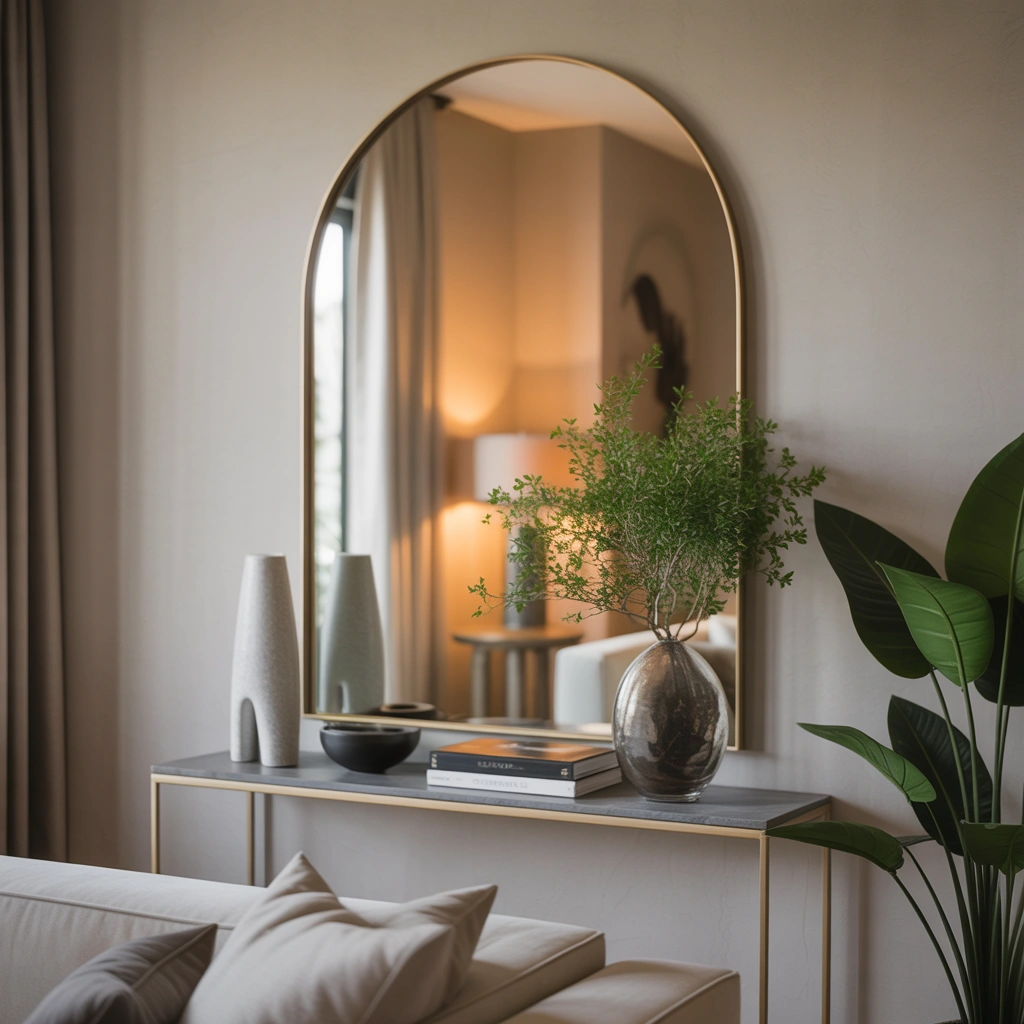 Create a Statement Wall With One Oversized Mirror