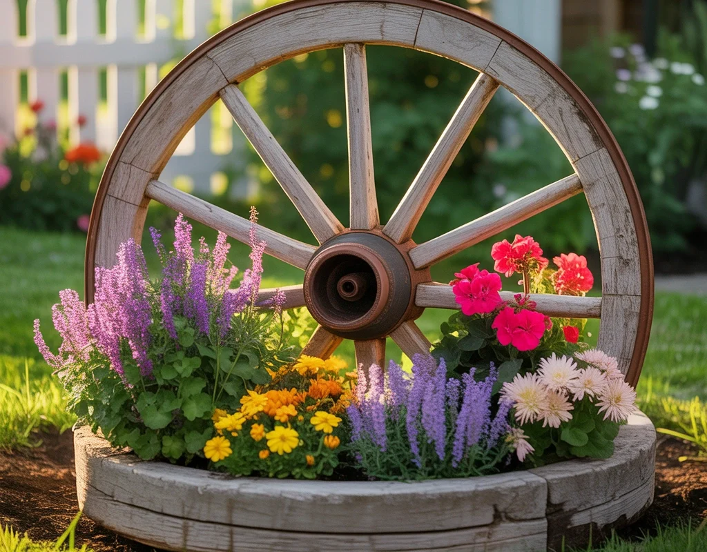 Create a Wagon Wheel Flower Garden