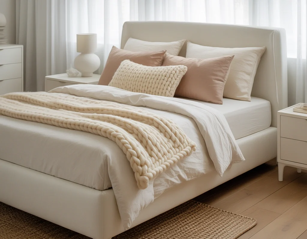 Create a White Bedroom With Soft Neutral Layers