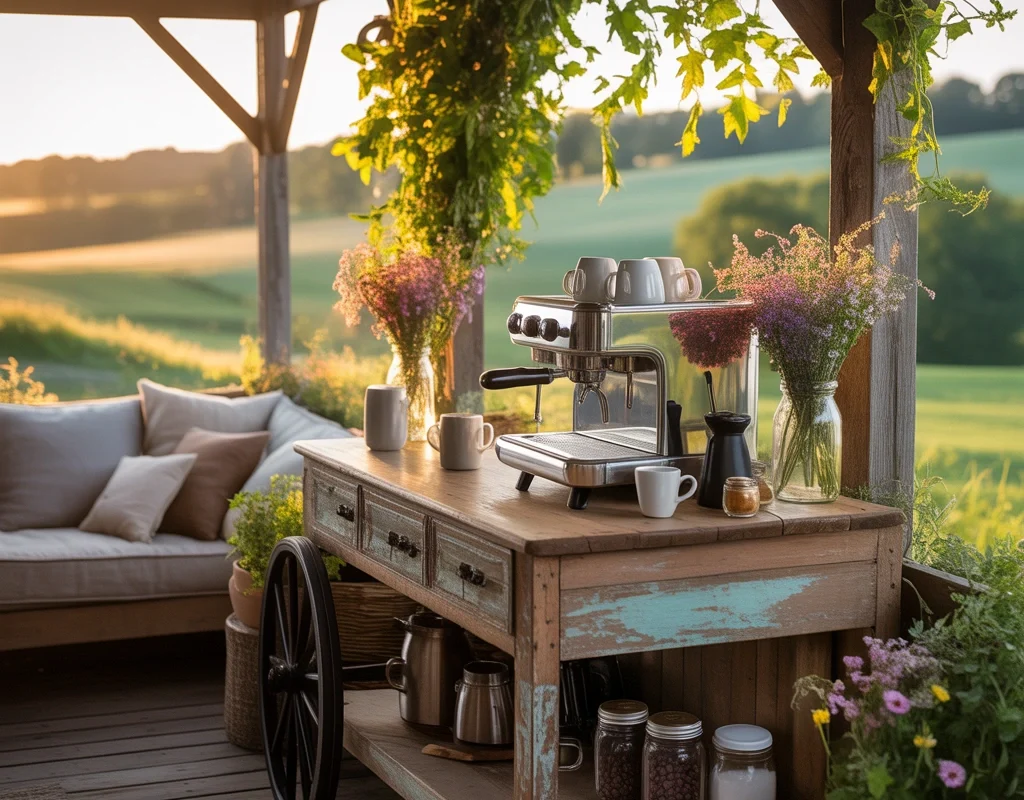 Create an Outdoor Farmhouse Coffee Bar for Relaxing Morning Moments