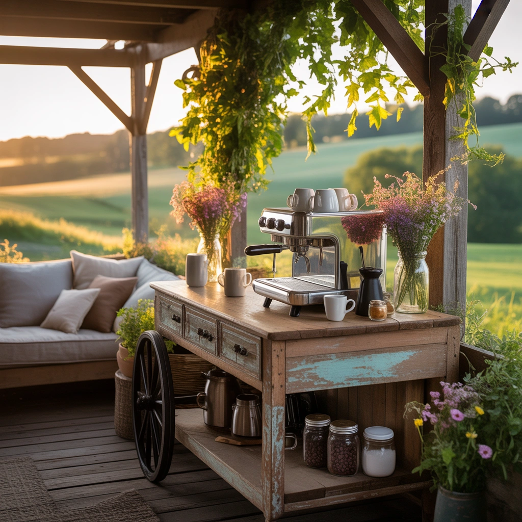 Create an Outdoor Farmhouse Coffee Bar for Relaxing Morning Moments