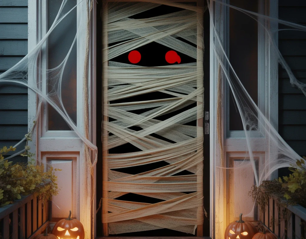 Creepy Mummy Wrapped Door