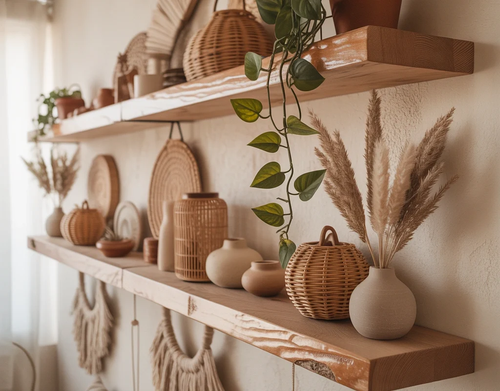 DIY Boho Floating Shelves