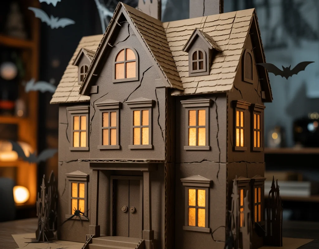 DIY Cardboard Haunted House Decoration
