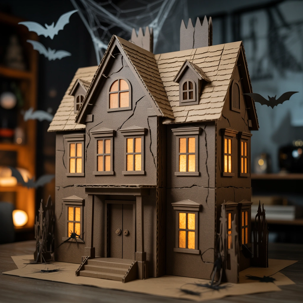DIY Cardboard Haunted House Decoration