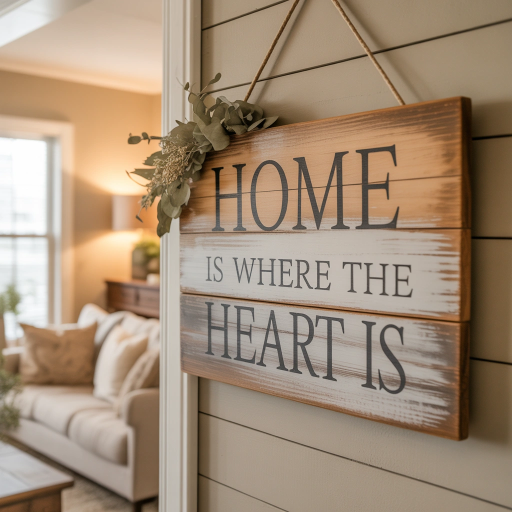 DIY Farmhouse Wooden Sign With Personalized Messages