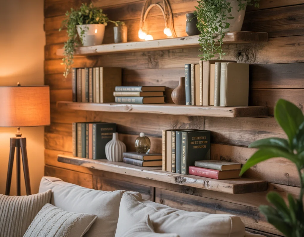 DIY Reclaimed Wood Wall Shelves for a Natural Rustic Touch