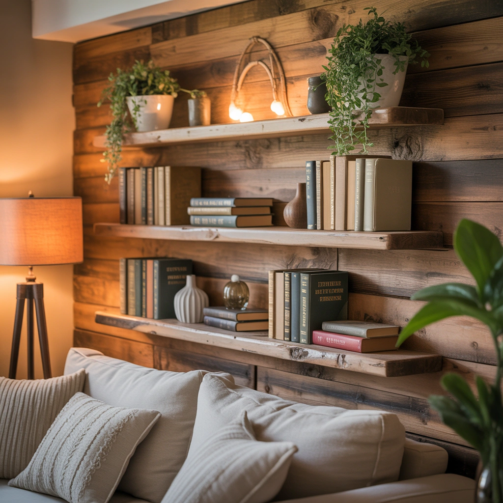 DIY Reclaimed Wood Wall Shelves for a Natural Rustic Touch
