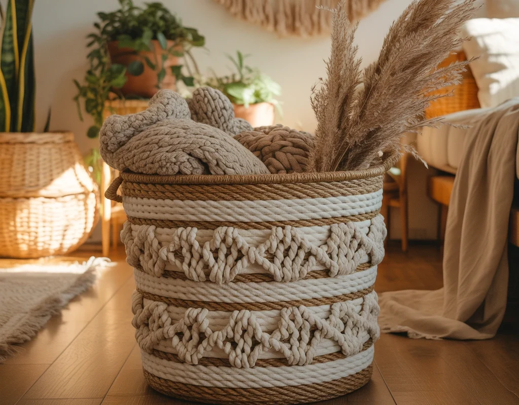 DIY Rope Wrapped Storage Basket