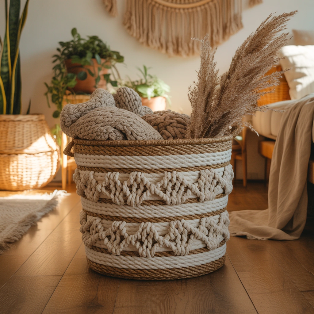 DIY Rope Wrapped Storage Basket