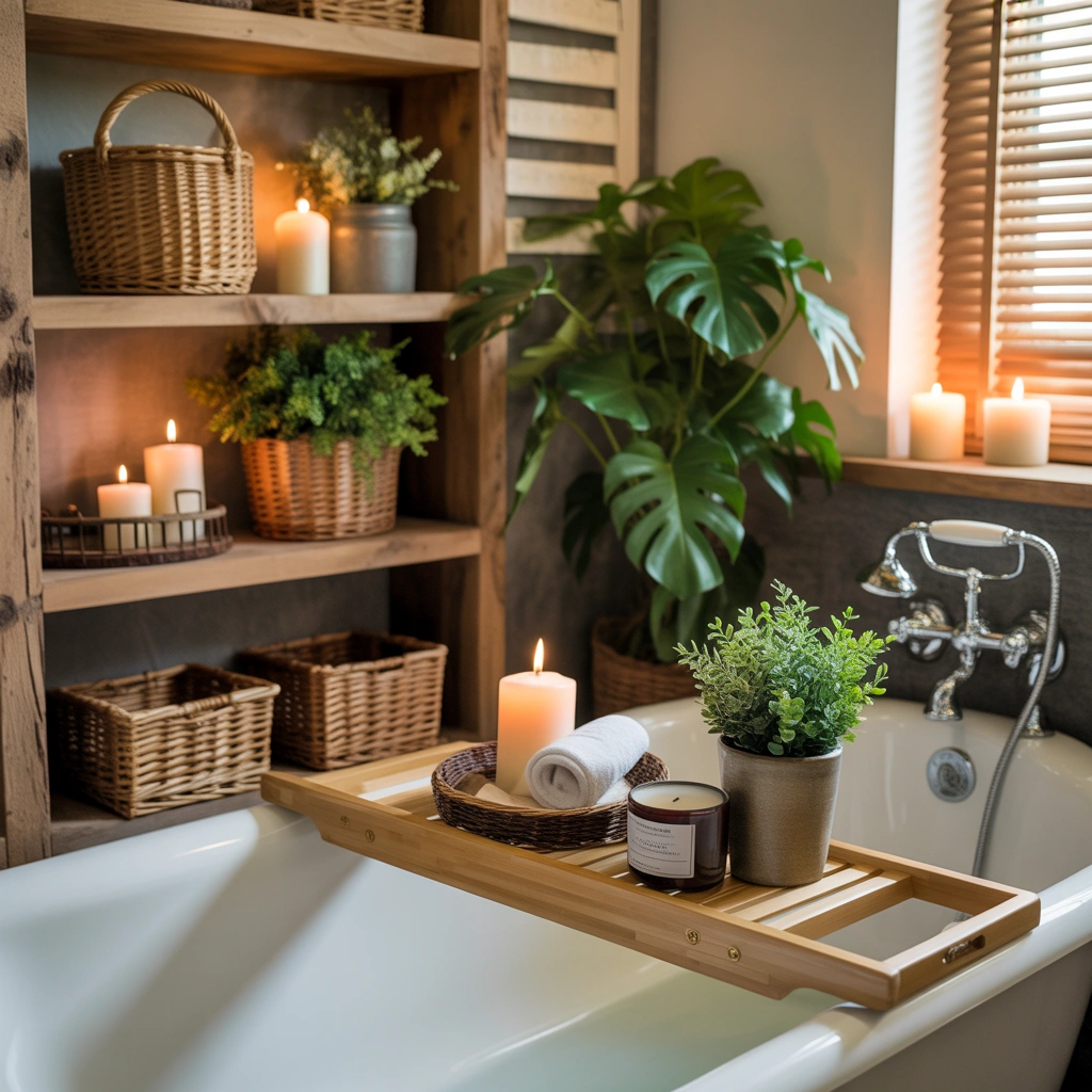 DIY Rustic Bathroom Decor Using Wooden Accents