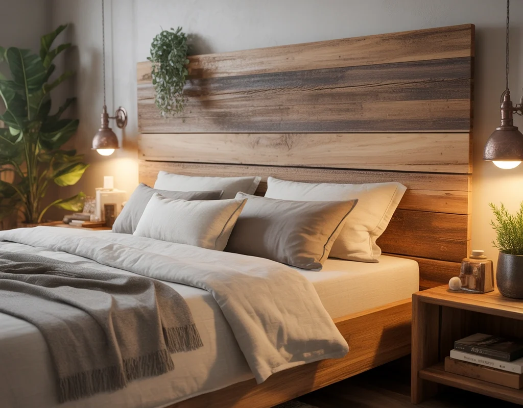DIY Rustic Bedroom Headboard Using Reclaimed Wood