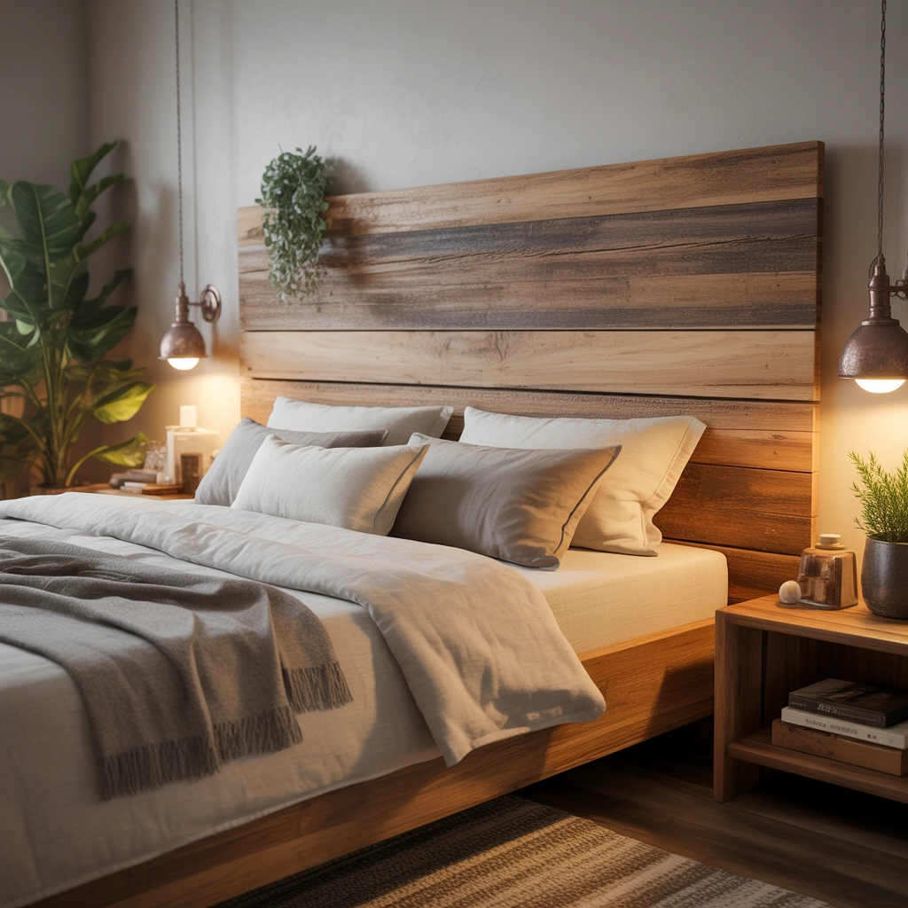 DIY Rustic Bedroom Headboard Using Reclaimed Wood