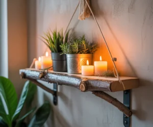 DIY Rustic Floating Branch Shelf for a Nature Inspired Wall Decor