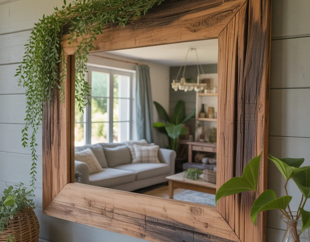 DIY Rustic Mirror Frame Using Reclaimed Wood