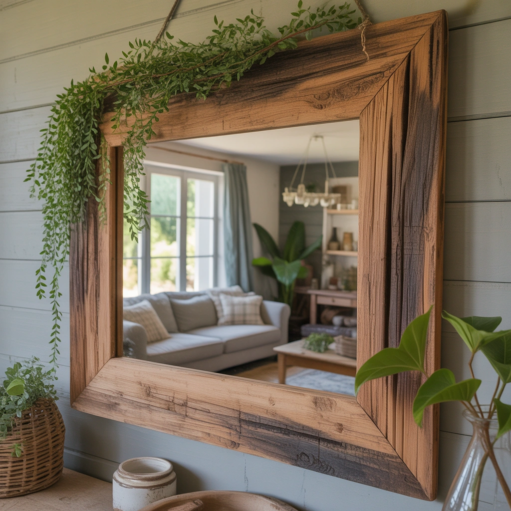 DIY Rustic Mirror Frame Using Reclaimed Wood