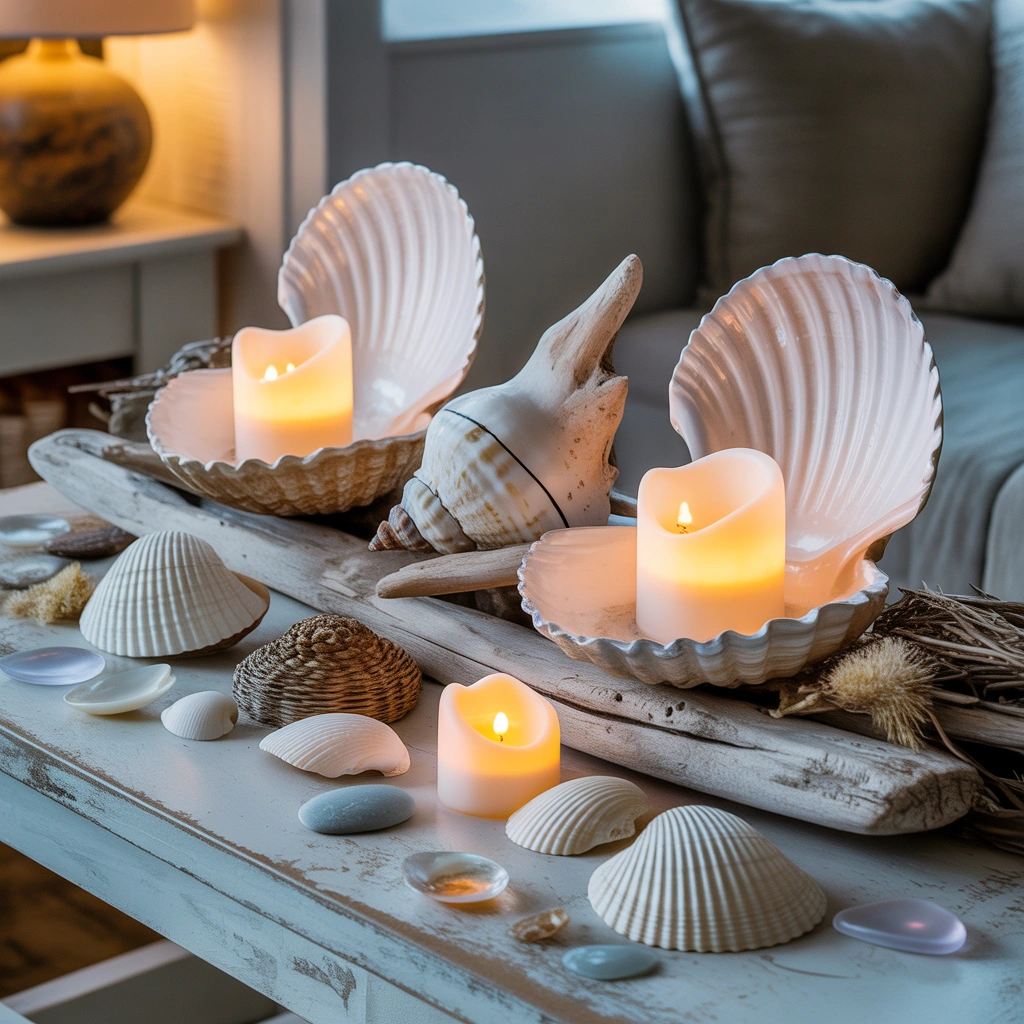 DIY Seashell Candle Holders