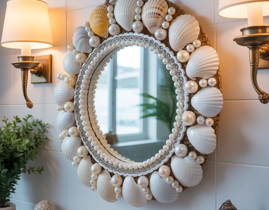 DIY Seashell Mirror Border