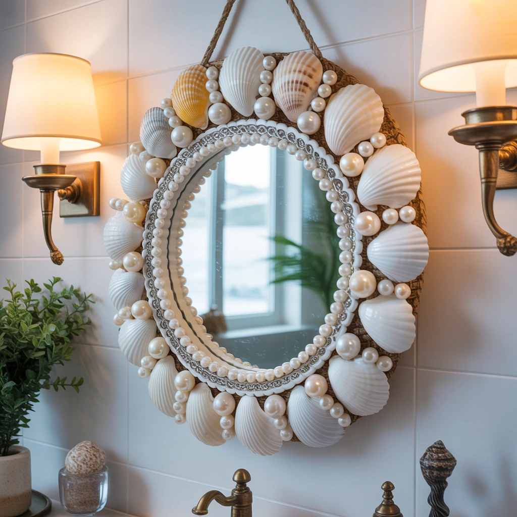 DIY Seashell Mirror Border