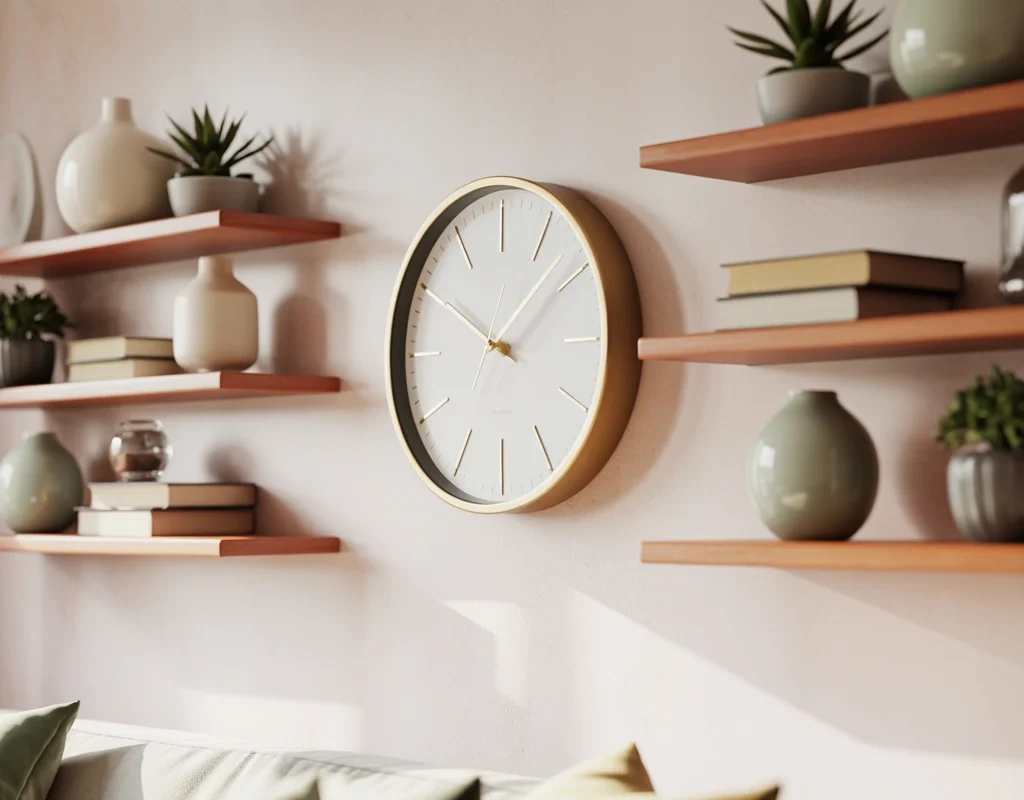 Decorate Around a Clock With Floating Shelves