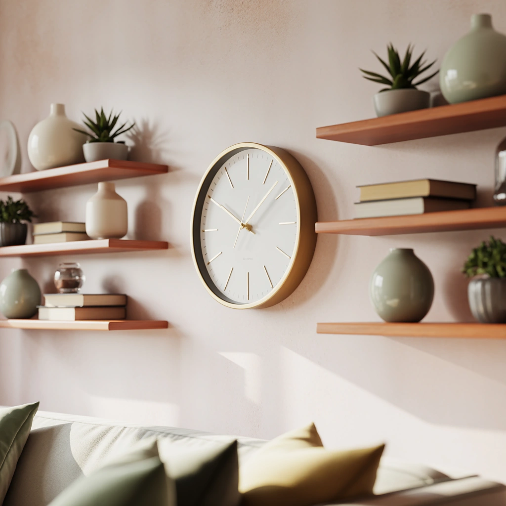 Decorate Around a Clock With Floating Shelves