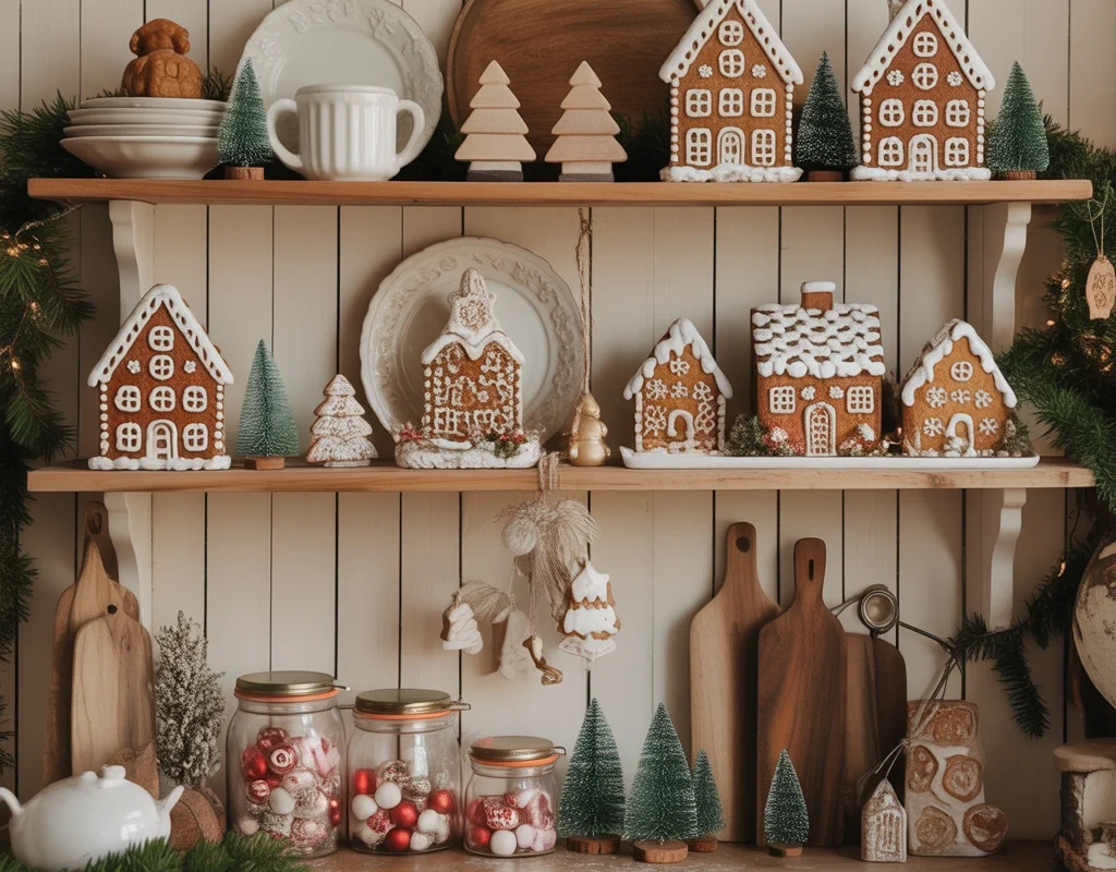 Decorate Kitchen Shelves With Gingerbread Accents