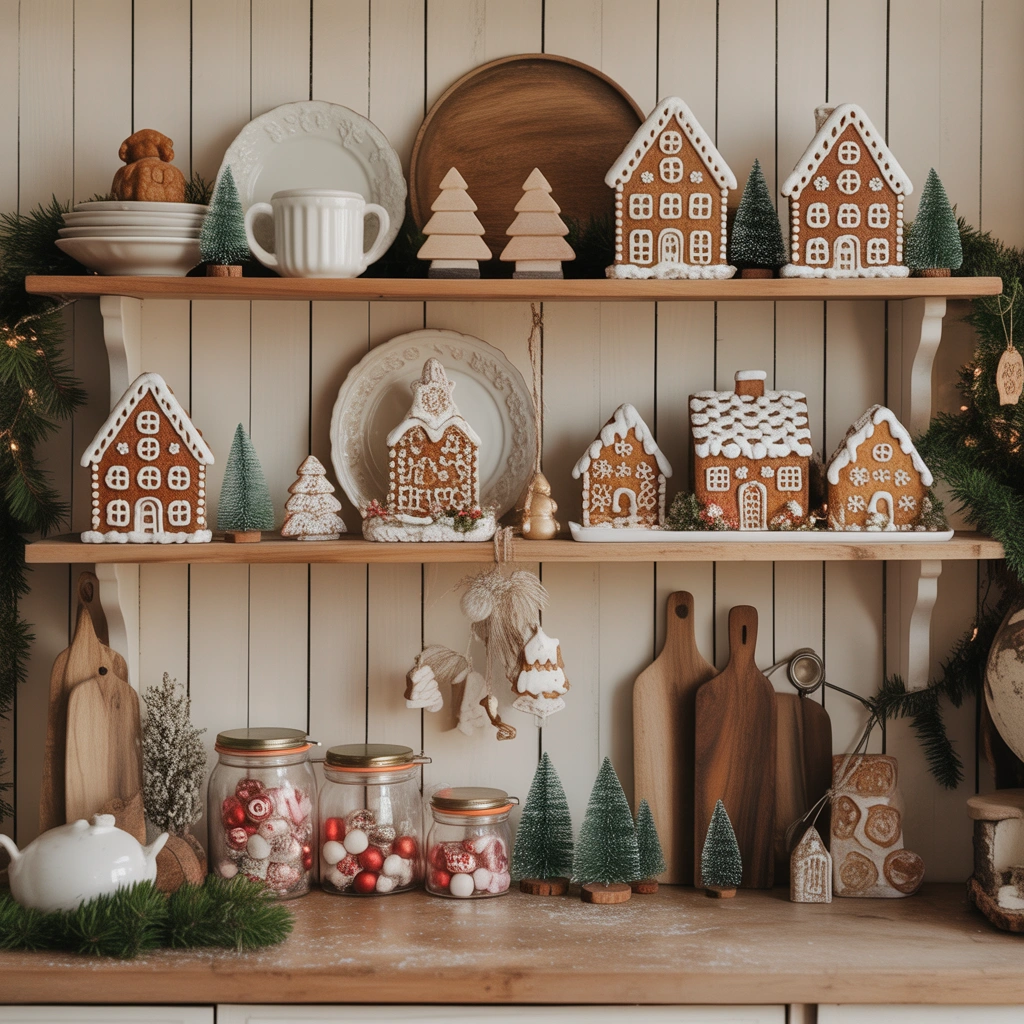 Decorate Kitchen Shelves With Gingerbread Accents