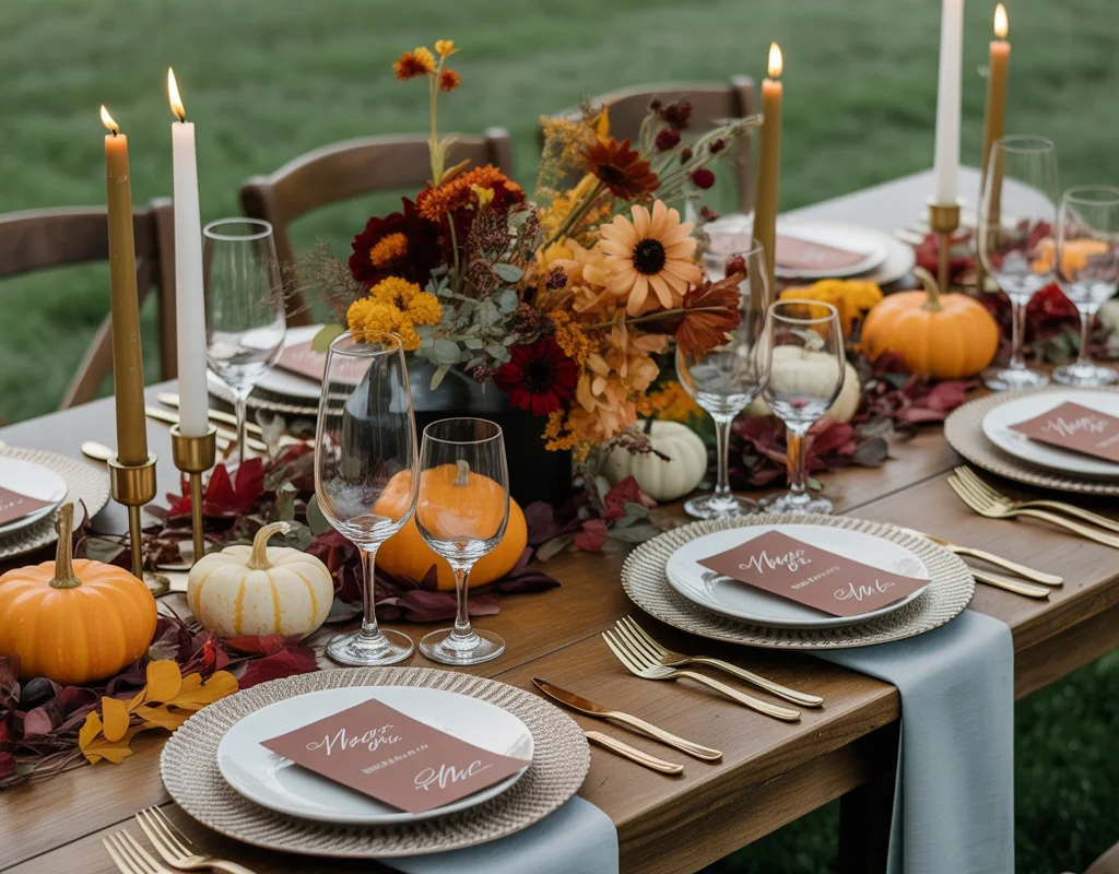 Decorate Reception Tables With Rustic Autumn Details