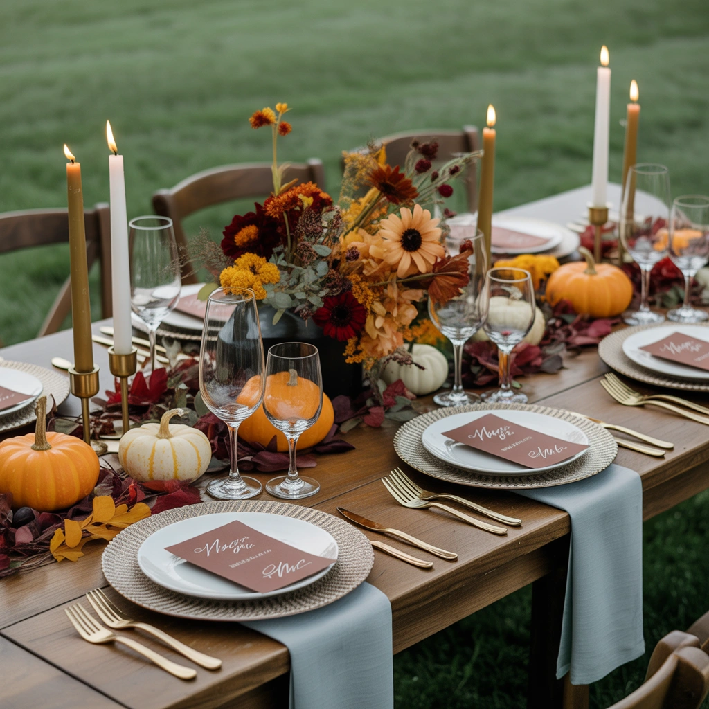 Decorate Reception Tables With Rustic Autumn Details
