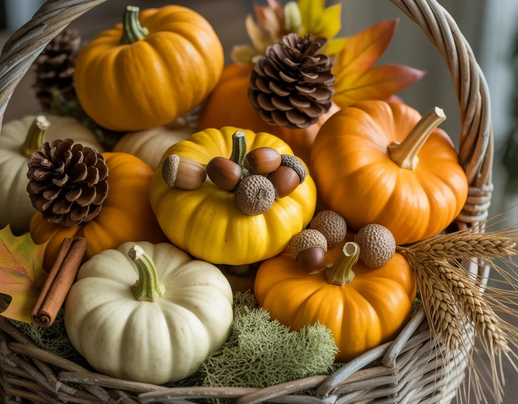 Decorate Small Pumpkins with Natural Elements