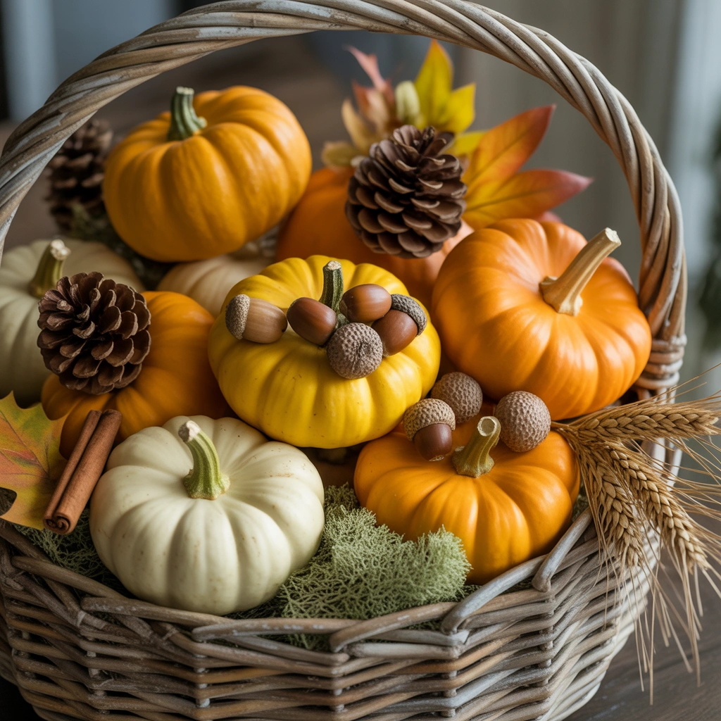 Decorate Small Pumpkins with Natural Elements