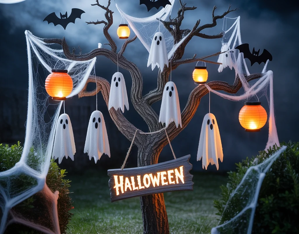 Decorate Trees With Hanging Halloween Characters