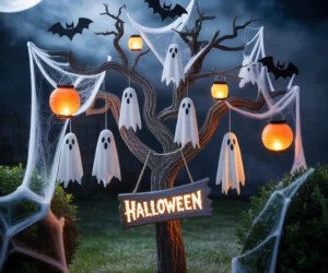 Decorate Trees With Hanging Halloween Characters