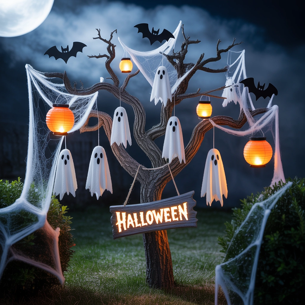 Decorate Trees With Hanging Halloween Characters