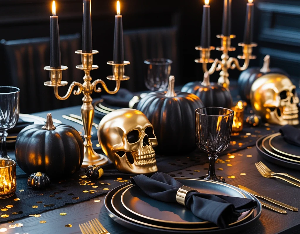 Decorate With Black and Gold Halloween Accessories