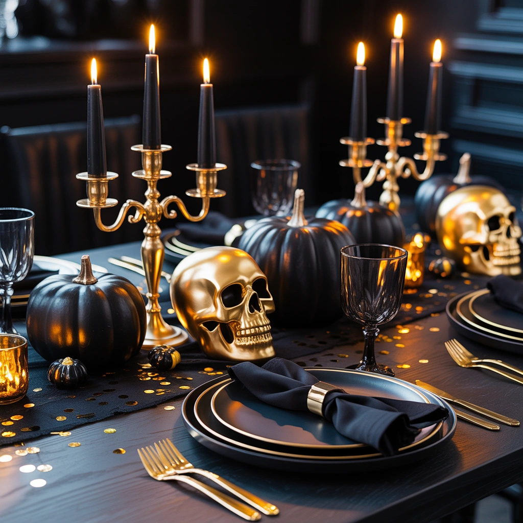 Decorate With Black and Gold Halloween Accessories
