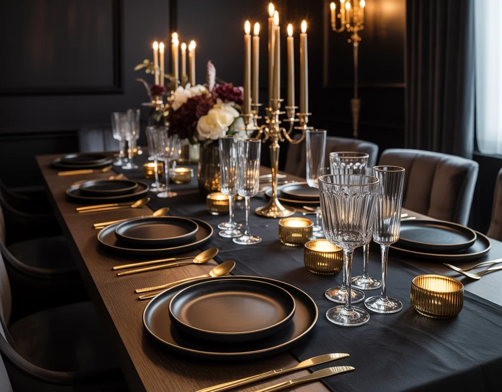 Decorate With Black and Gold Tableware