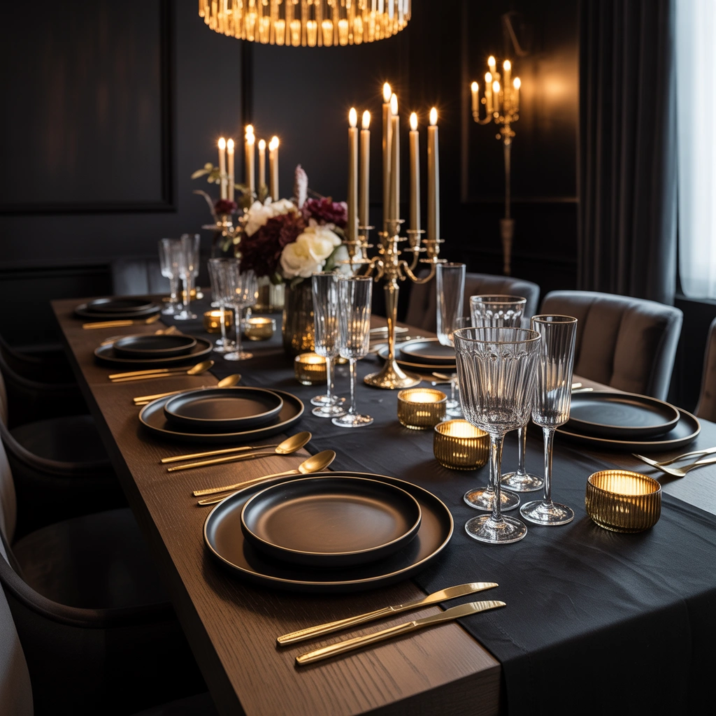 Decorate With Black and Gold Tableware