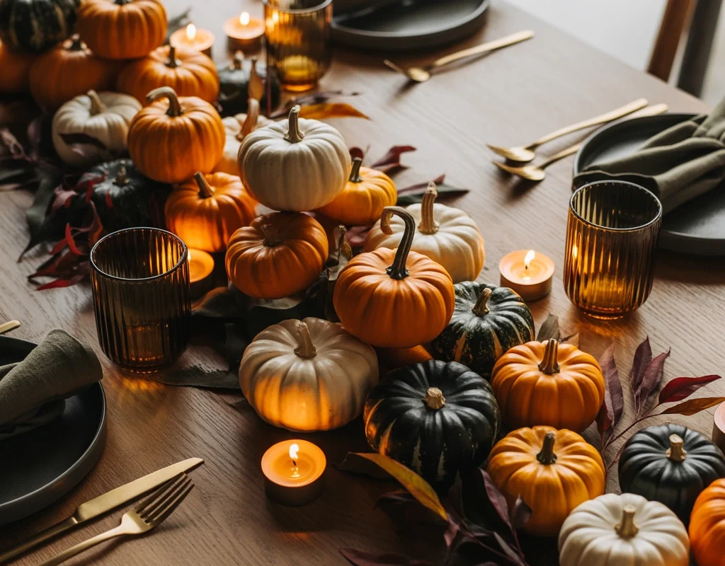 Decorate With Mini Pumpkins Along the Table