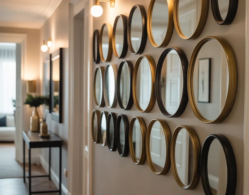 Decorate a Narrow Hallway With Repeated Mirrors