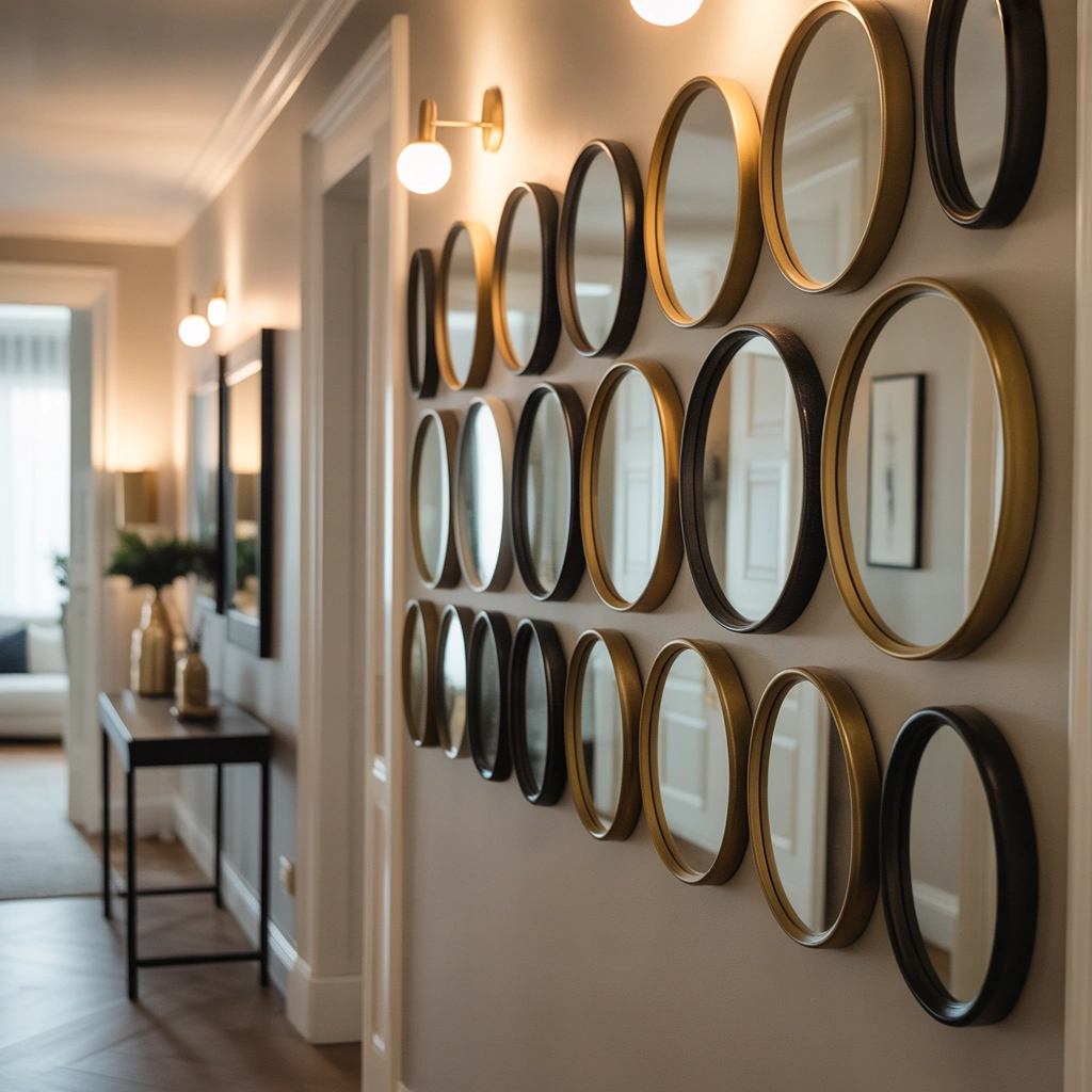 Decorate a Narrow Hallway With Repeated Mirrors