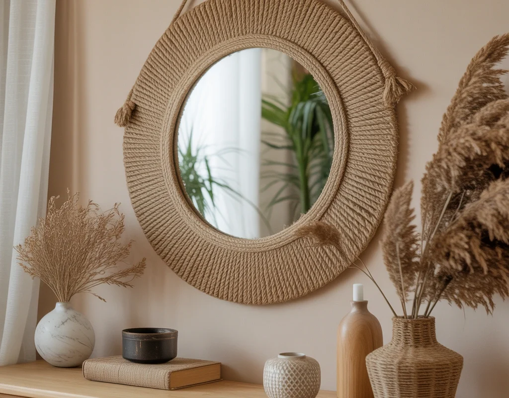 Decorative Jute Mirror Frame
