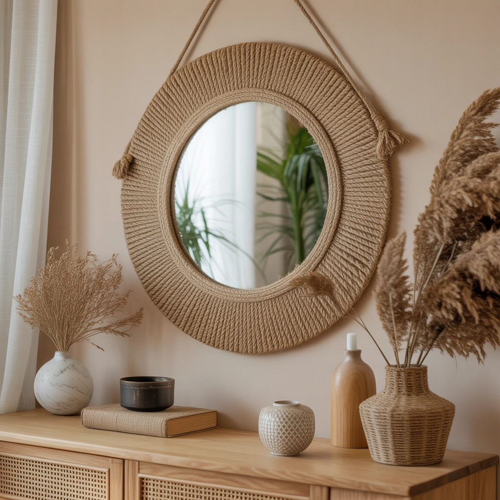 Decorative Jute Mirror Frame