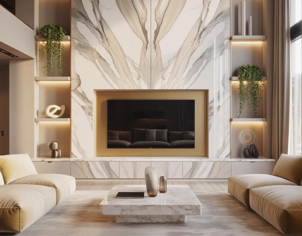 Design a Luxurious Marble TV Feature Wall